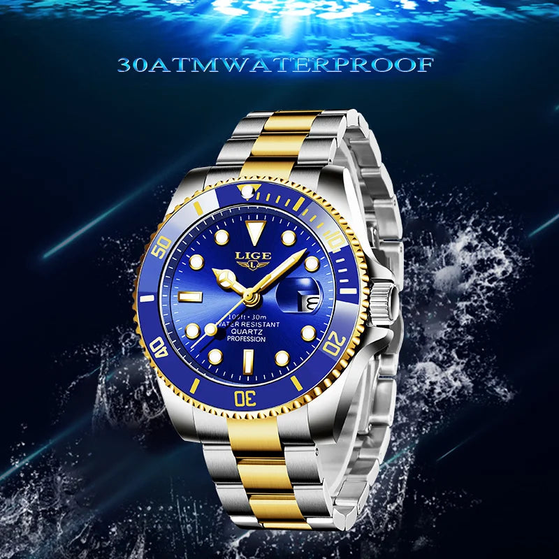 Reloj Hombre LIGE Luxury Business Man Watch Waterproof Luminous Male Clock Fashion Calendar Stainless Steel Quartz Men Watches