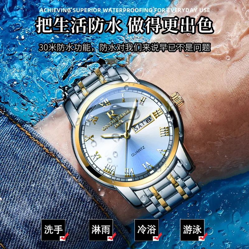 、RuiZhiYuan Swiss Fashion Watch - Waterproof Luminous Men's Alloy Quartz Watch, High-Value Business Dress Watch