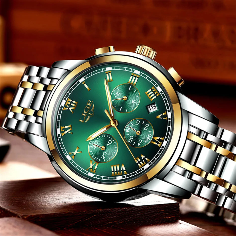 Relojes Hombre 2024 New LIGE Watches Men Luxury Brand Chronograph Male Sport Watches Waterproof Stainless Steel Quartz Men Watch