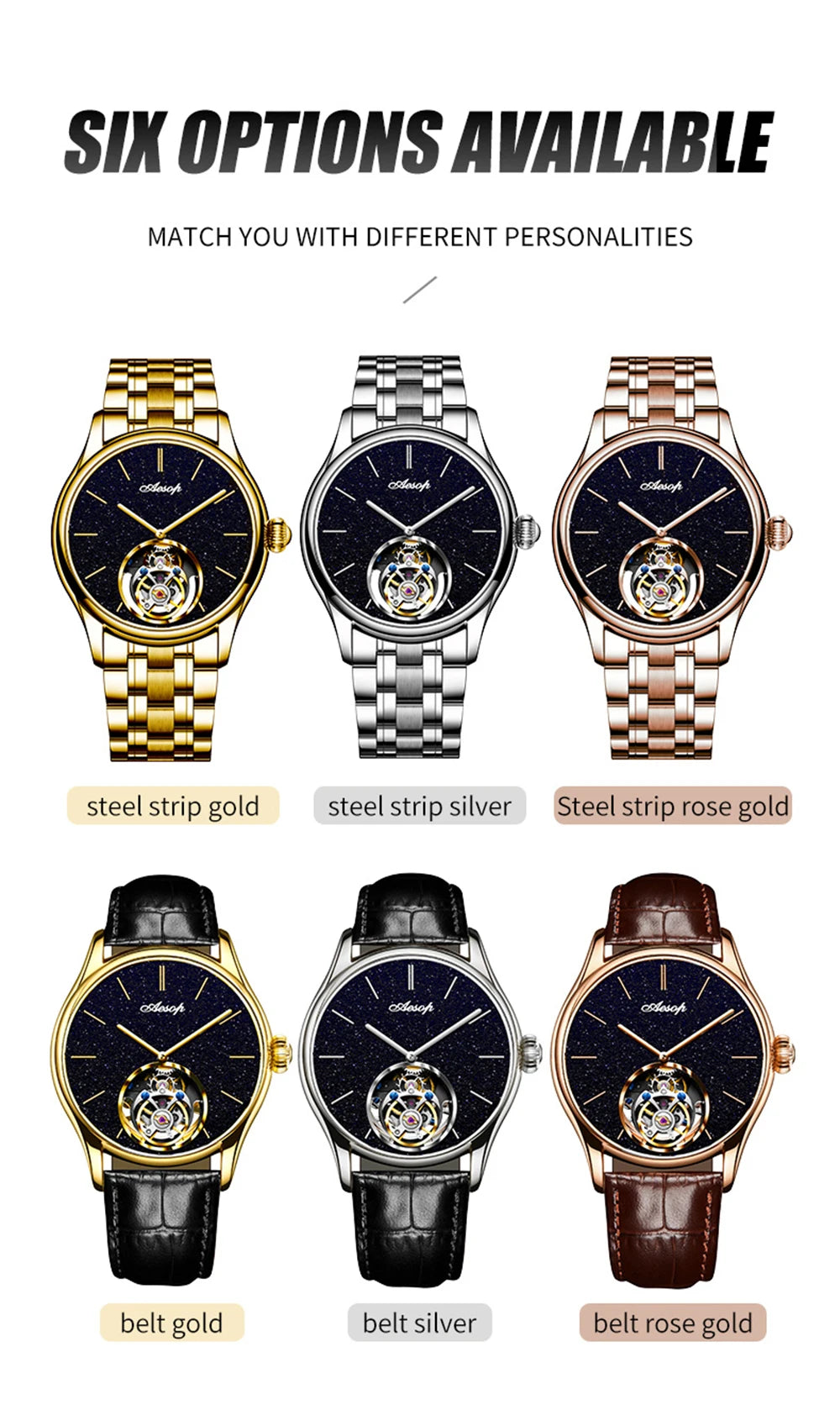 AESOP Tourbillon Luxury Mens Watches Waterproof Male Sports Watch For Men Mechanical Casual WristWatches Relogio Masculino 2025