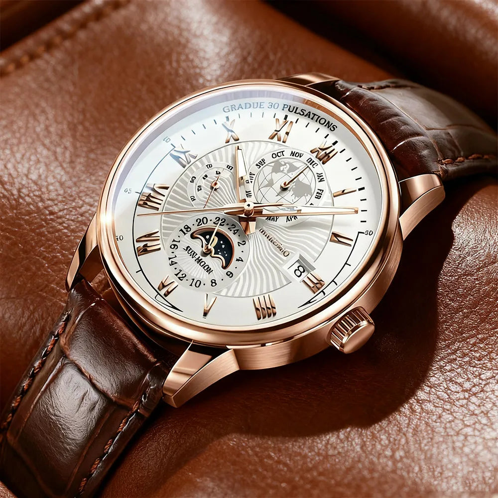 2026 Men Watch Fashion Top Luxury Sport Men's Wristwatch Waterproof Luminous Leather Date Quartz Watches Man clock