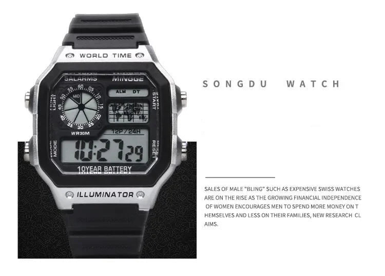 Digital Watches Men Sports Luminous Chronograph Waterproof Ultra-thin Electronic Wrist Watches Relogio Masculino Reloj Hombre