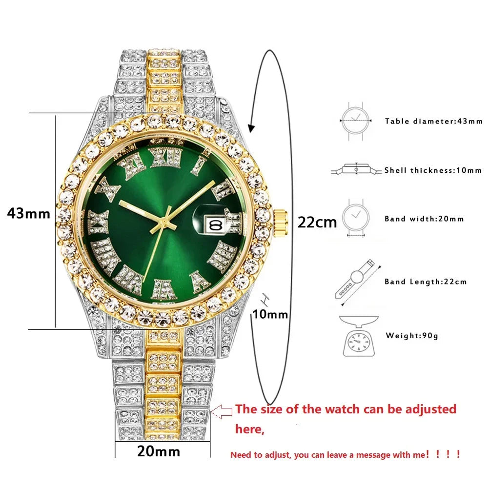 Relogio Masculino Men's Watches Luxury Quartz Watch Stainless Steel Diamond Fashion Luminous Clock Gift Watch Calendar 2023
