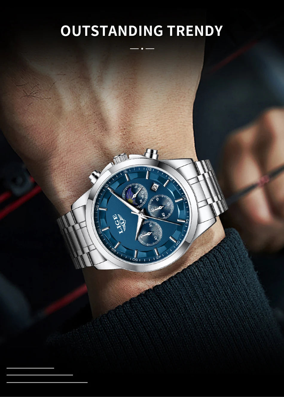 LIGE 2025 New Luxury Mens Watch Fashion Business Quartz Wristwatches Sports Waterproof Luminous Steel Watches Men Reloj Hombre