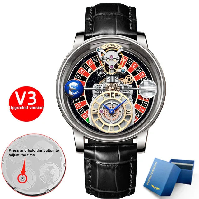 Las Vegas Roulette PINDU DESIGN Mens Watches Top Brand Luxury Astronomia Quartz Watch Montre Homme