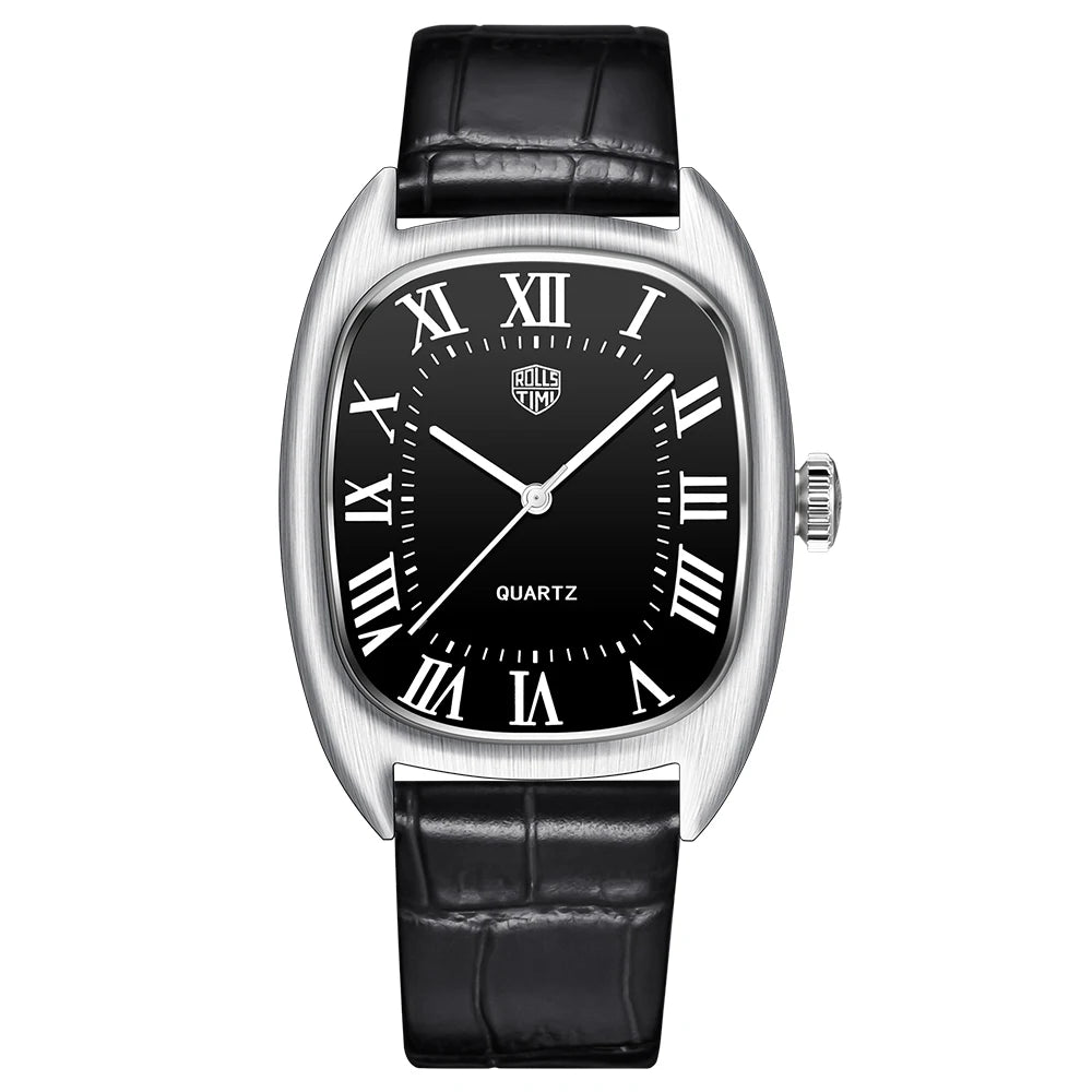 RollsTime 2026 New Mens Watches Top Brand Luxury Man Quartz Watch For Men Waterproof Sports VH31 Wristwatches Leather Clock Gift