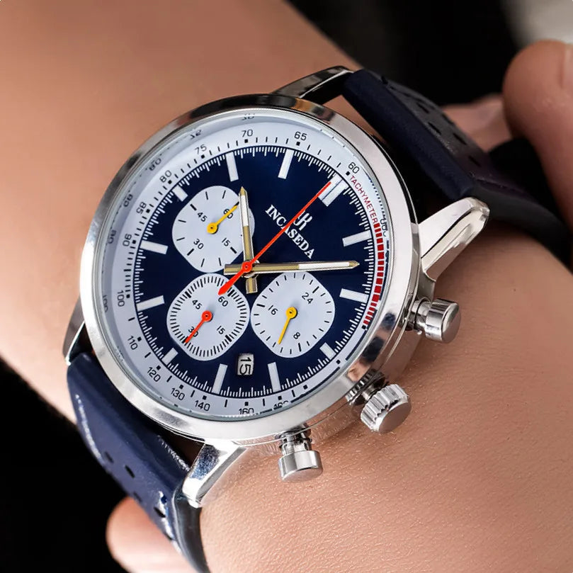 Hot Sale Couple Watch Luminous Chronograph Quartz Leather Multifunctional Sports with Qualification