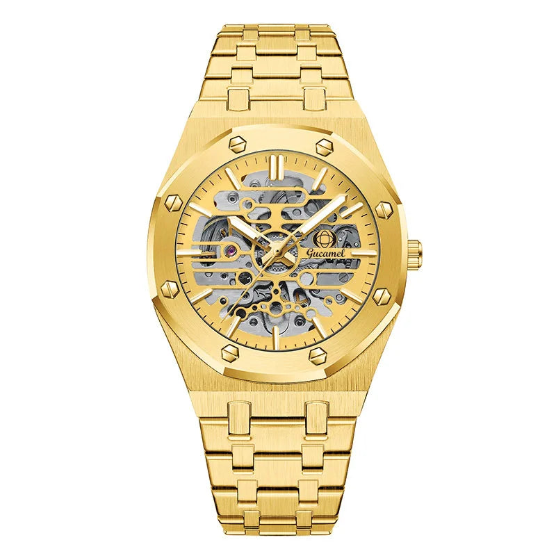 Luxury Men’s Automatic Mechanical Watch, Skeleton Design Self-Winding Wristwatch, Hot-Selling Export Business Watch