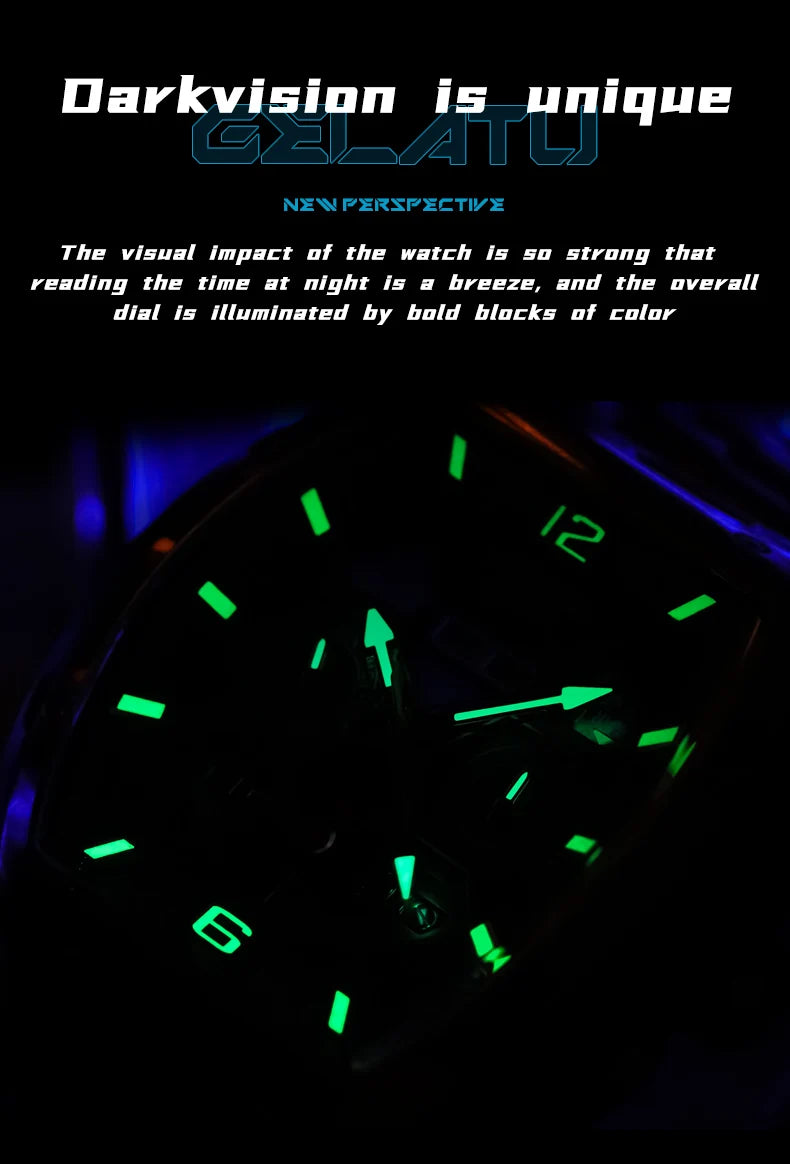 Reloj Hombre Watches Mens GELATU Top Brand Luxury Rose Black Skeleton Tourbillon Automatic Mechanical Watch for Men Waterproof