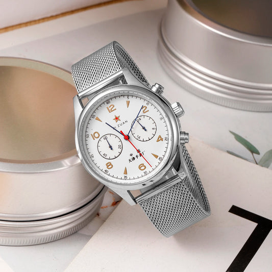 2025 New Men's wristwatch, 1963 Pilot Automatic Wristwatch, 42mm water-resistant retro quartz Chronograph, retro dress wristwatc