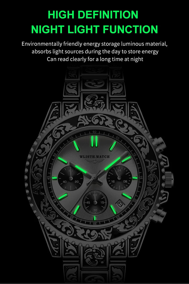 Retro Luxury Watches for Man Automatic Watch Sculpture Wrist Watch Waterproof Stainless Steel Watch Men's Clock Vintage reloj