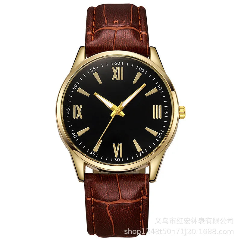 Luxury Business Watches for Men Minimalist Retro Leather Strap Roman Numeral Dial Fashion Quartz Wristwatch Relogios Masculino