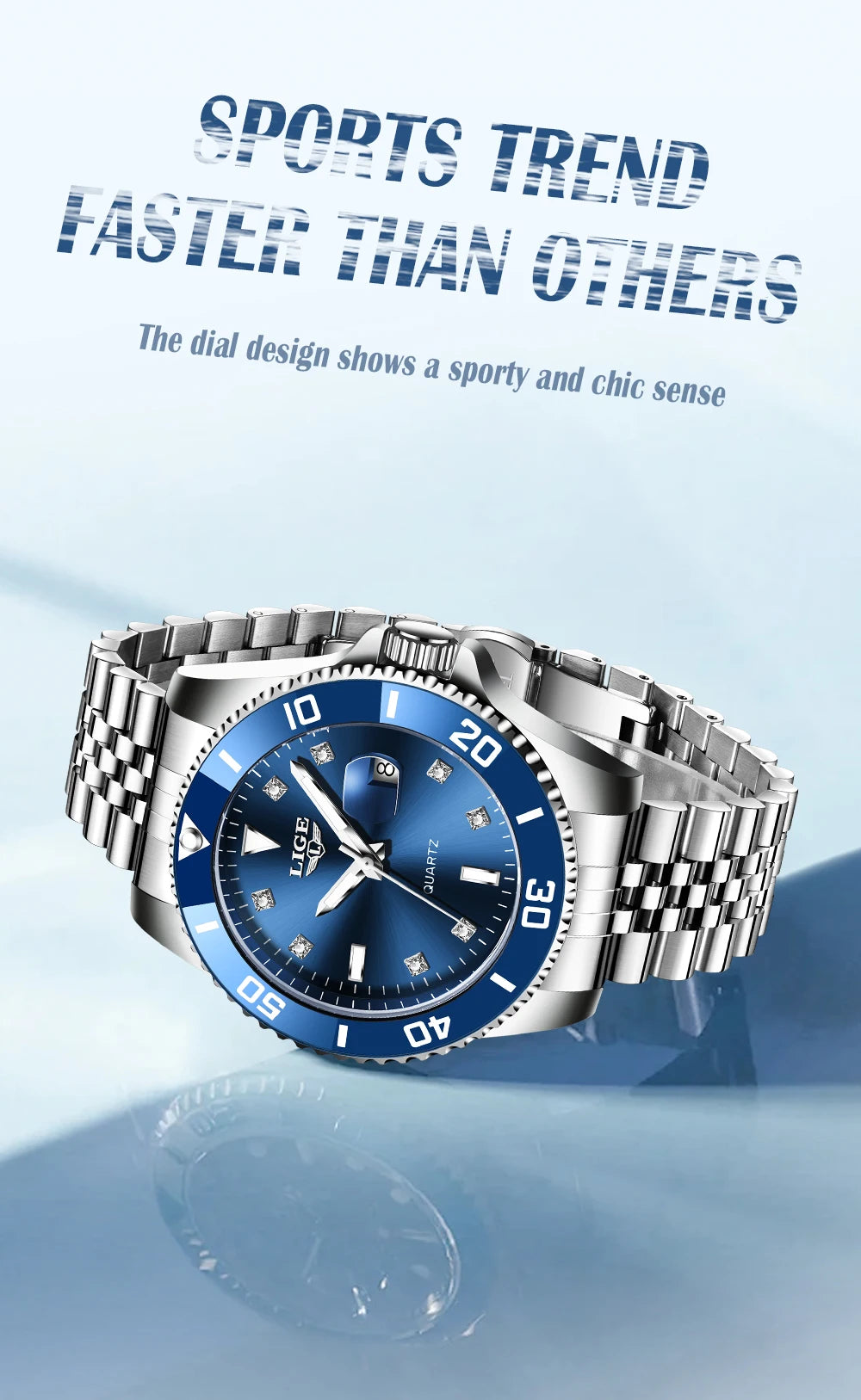 LIGE Men Top Brand Luxury Watch Fashion Diver 30ATM Waterproof Wristwatch Date Clock Sport Quartz Watches Mens Relogio Masculino