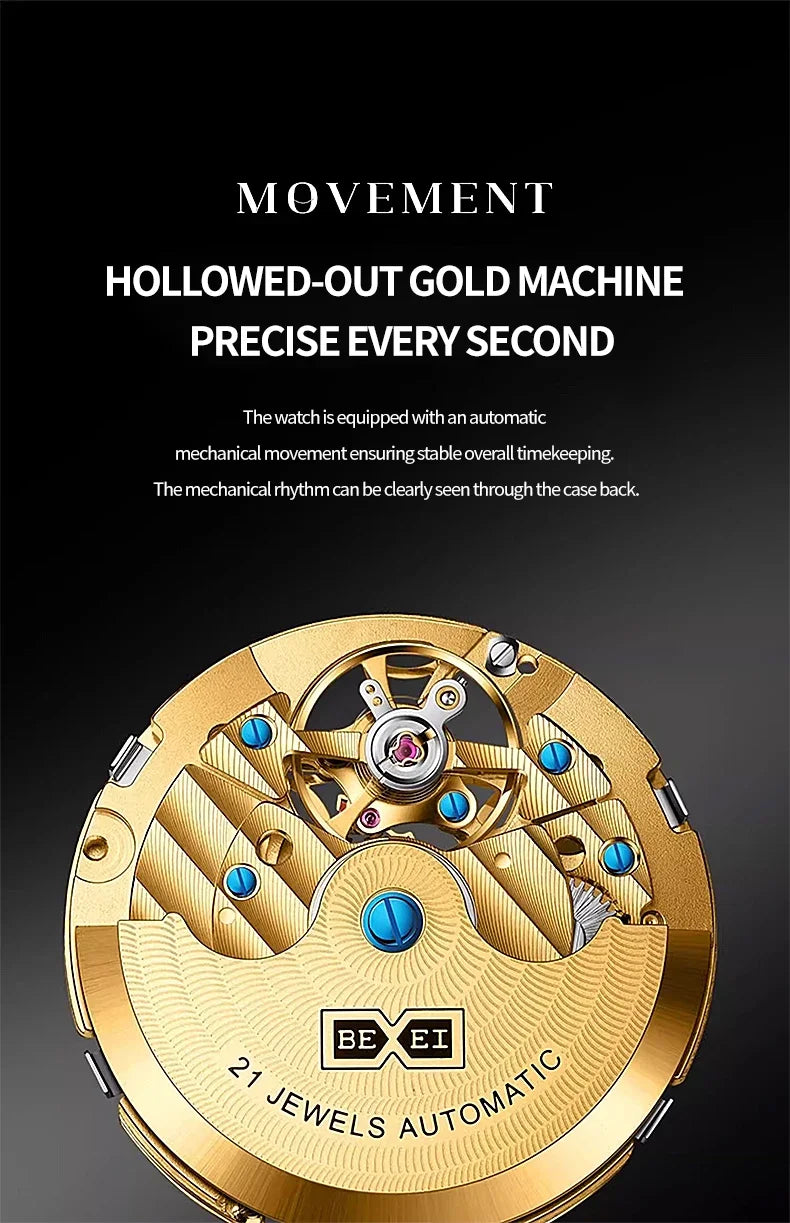 BEXEI 2025 Perpetual Calendar Automatic Watch Waterproof Mens Watches Top Brand Luxury Tourbillon Mechanical Watches for Man