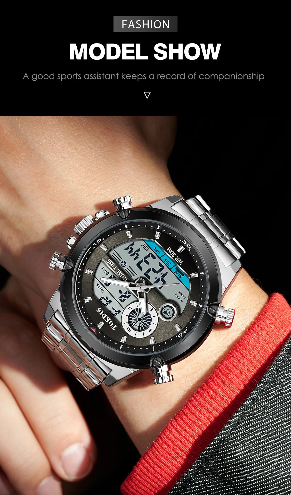 Relogio Masculino Fashion Business Watches For Men Waterproof Luxury Mens Dual Display Quartz Wristwatch Analog Sports Watch Man