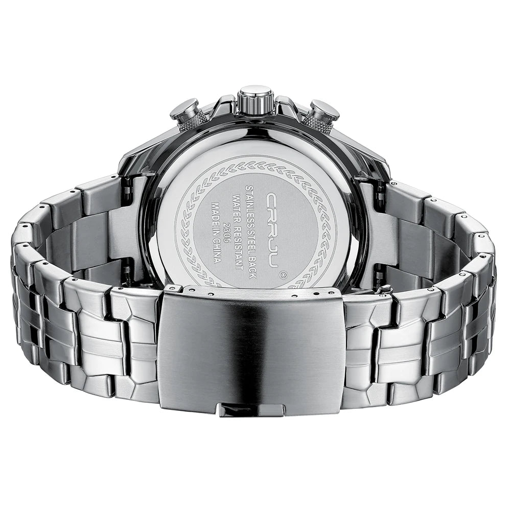CRRJU Men's Watches Fashion Business Multifunction Quartz Chronograph with Auto Date and Luminous Hands Relogio Masculino