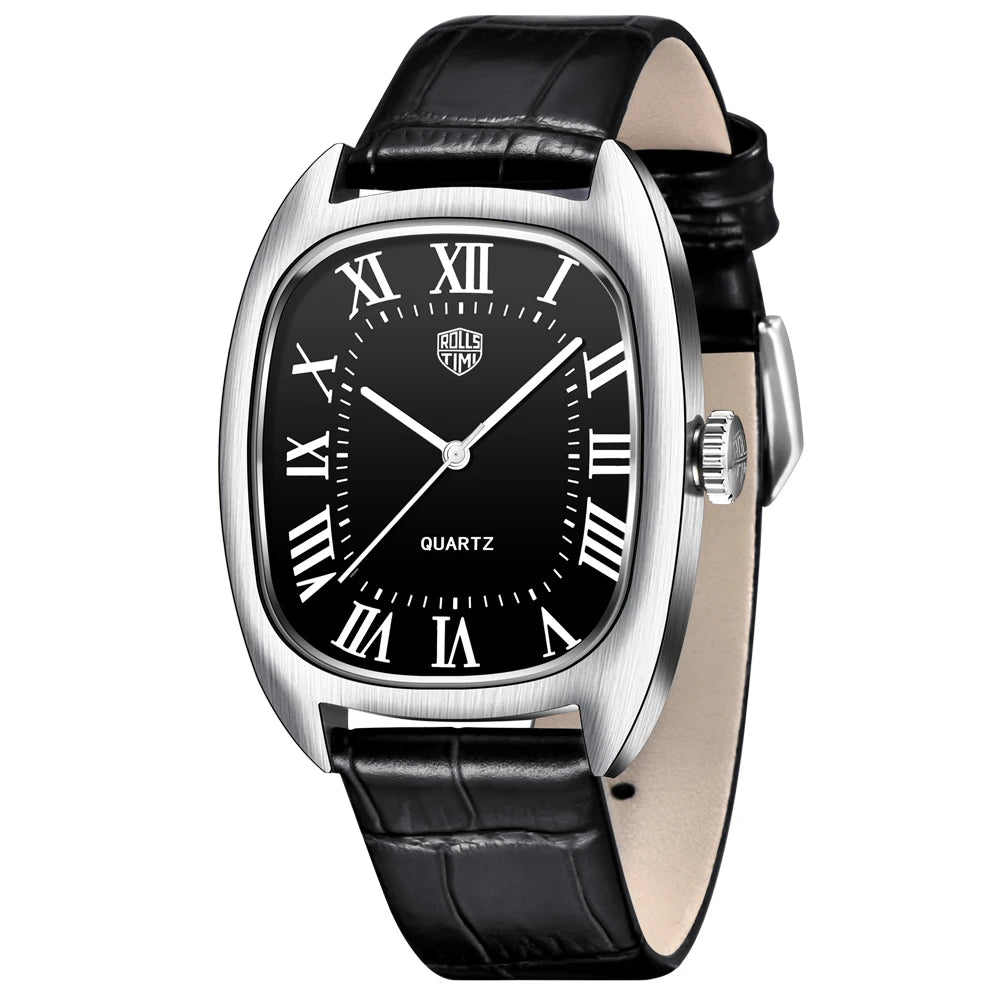 2025 New RollsTime Men's Watches Quartz Wristwatches Top Brand Luxury Watch For Men VH31 Sports Waterproof Leather Clock Reloj