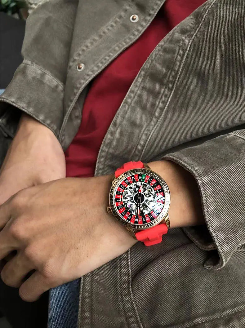 Men Mechanical Watch Automatic Luxury Gambling Rotating Plate Dial Wristwatch Man Casual Waterproof Luminous Clock Reloj Hombre