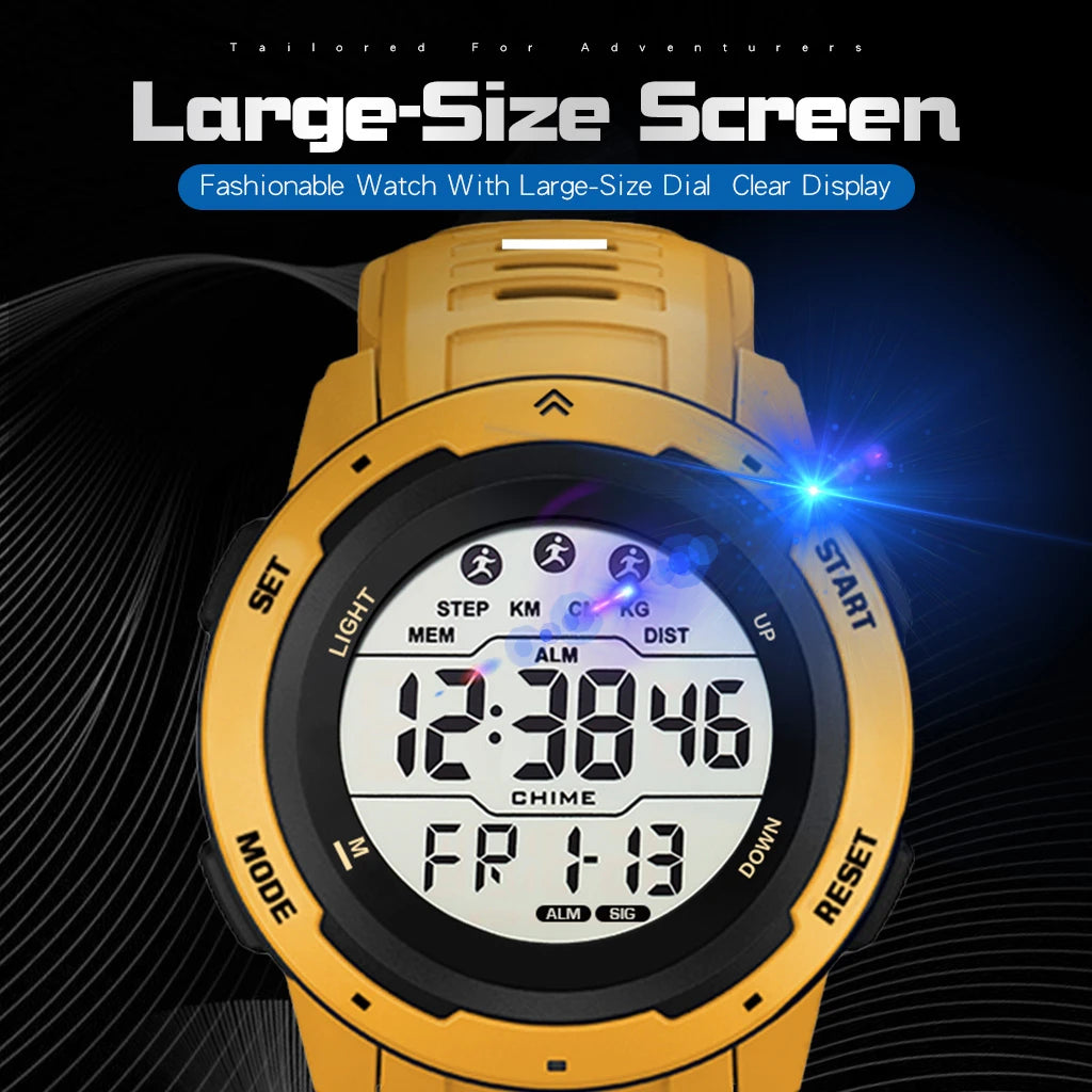 Reloj Hombre Outdoor Digital Watches Sport LED Men Big Dial Round Watch Luminous Casual Clock Multifunction Wrist Stopwatch 2022