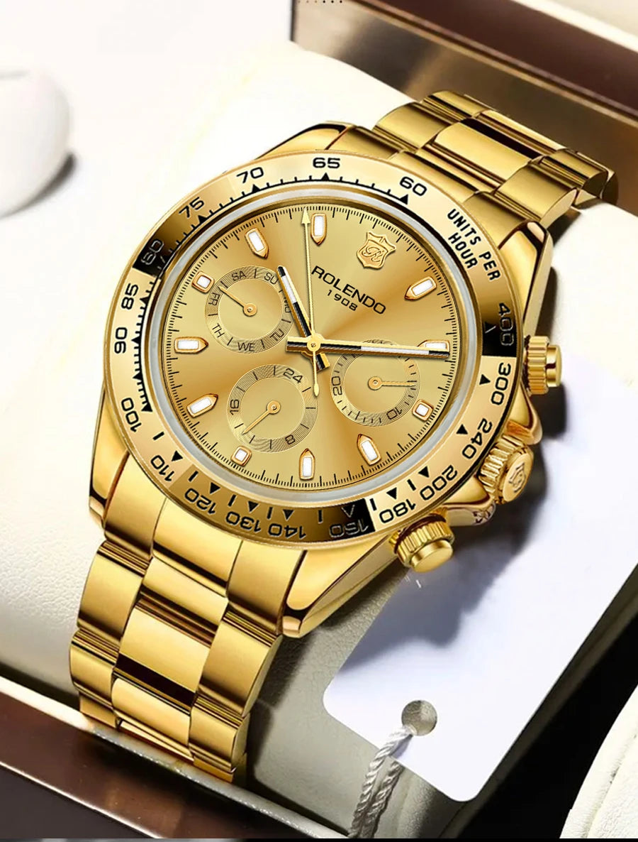 ROLENDO Luxury Men Automatic Diver Watch 40.5mm Mineral Crystal Luminous Date 300M Waterproof High-end Men's Wristwatch Gift