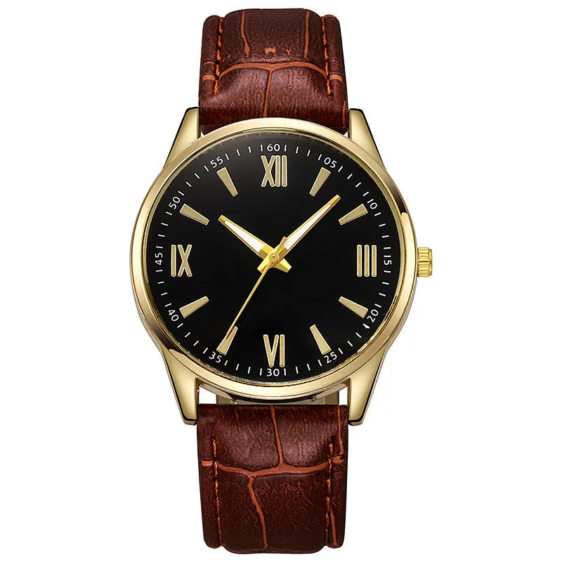 Luxury Business Watches for Men Minimalist Retro Leather Strap Roman Numeral Dial Fashion Quartz Wristwatch Relogios Masculino