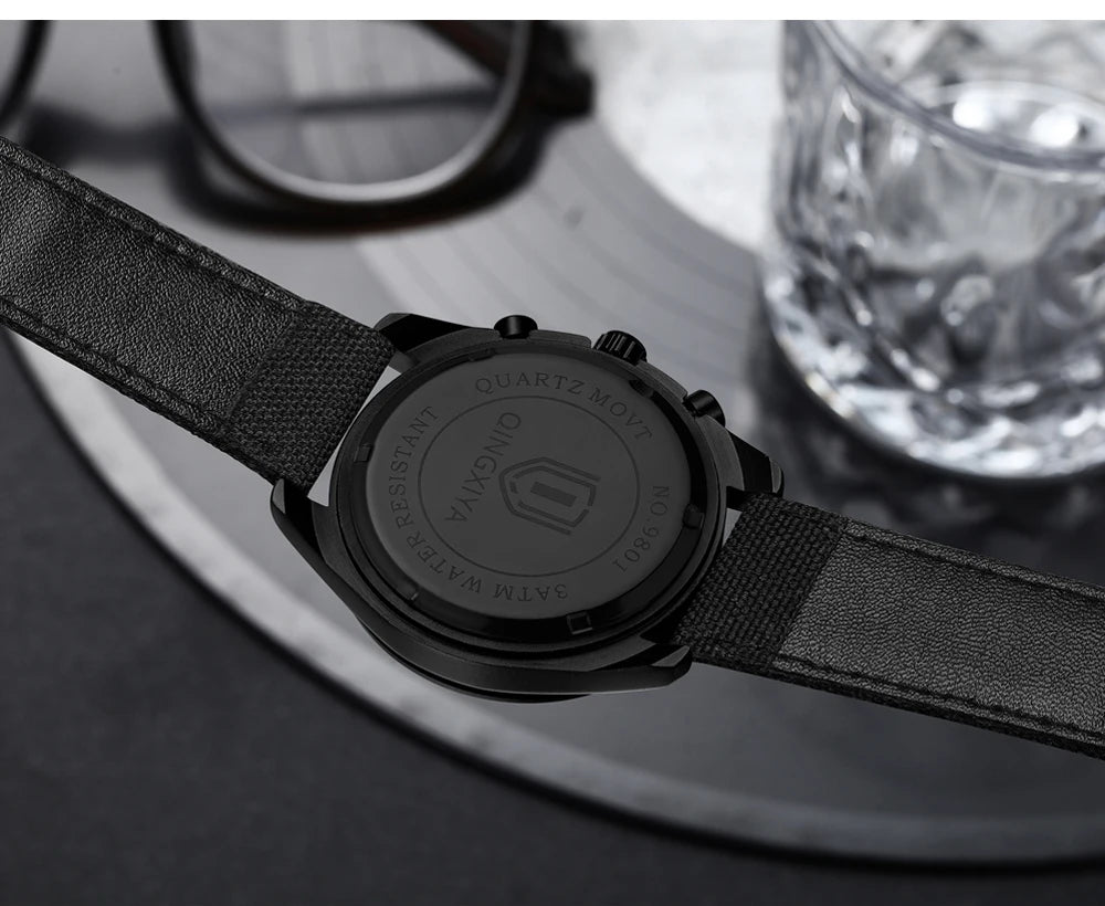 QINGXIYA Fashion Chronograph Quartz Watch for Men Sports Leather Strap Waterproof Date Luxury Mens Watches Relogio Masculino