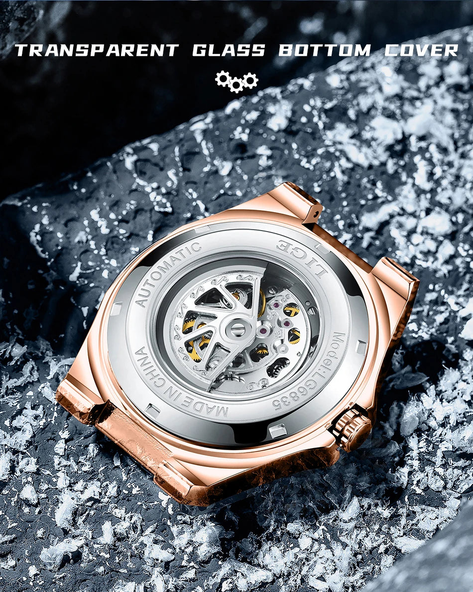 LIGE New Luxury Rose Gold Waterproof Watches For Men Casual Business Watch Men Luminous Automatic Men's Mechanical Wristwatch