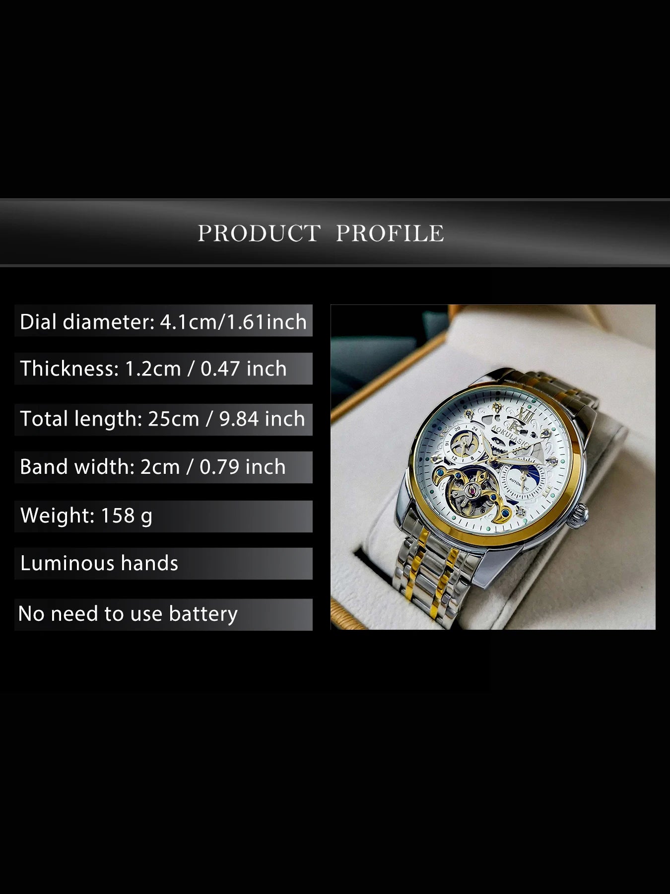 AOKULASIC Retro Tourbillon Mechanical Watch for Men Luminous Hands Business Automatic Mens Watches Top Brand Luxury Steel Strap