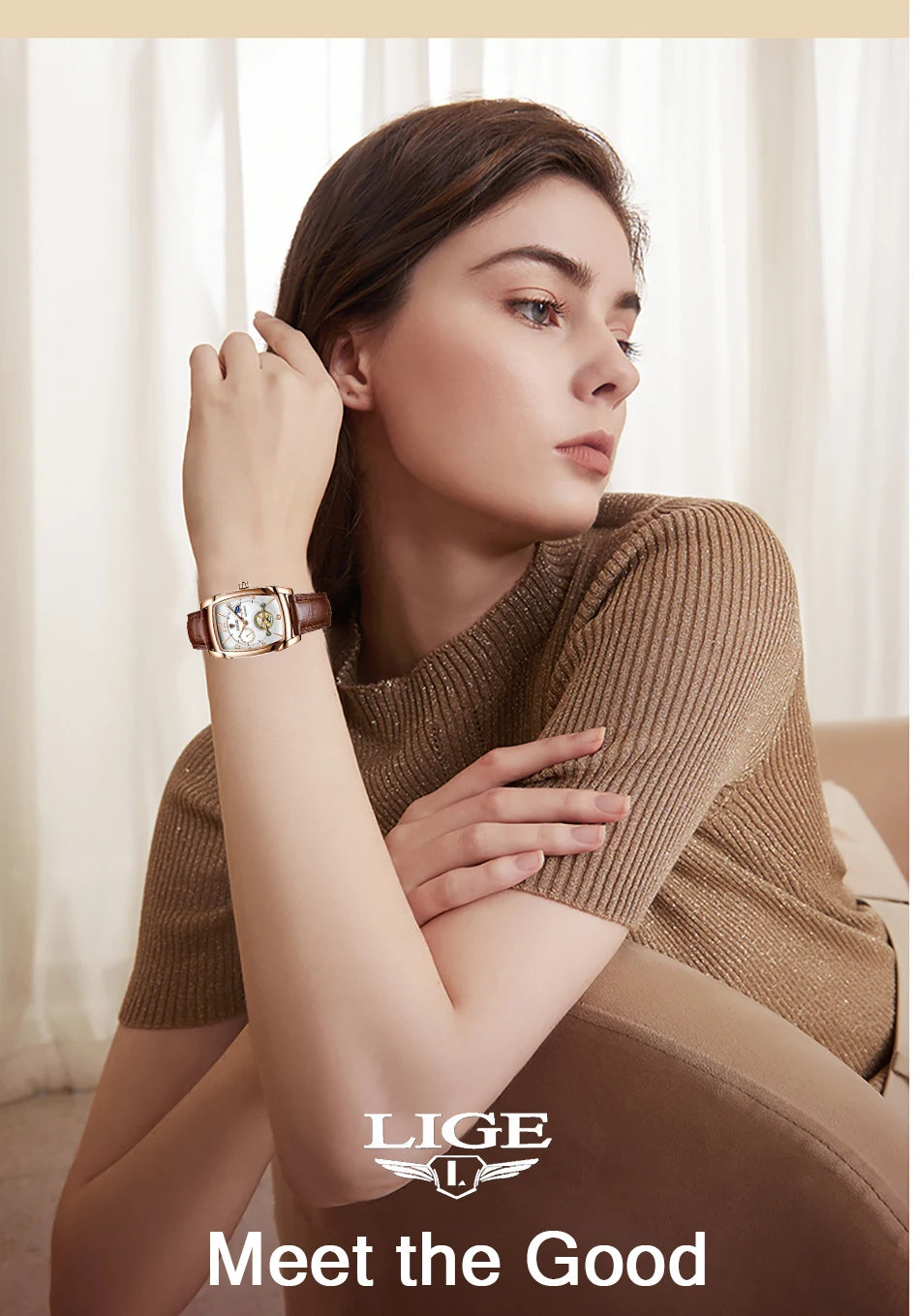 LIGE New Tourbillon Automatic Mechanical Womens Watches Top Brand Luxury Fashion Waterproof Skeleton ladyClock Montre Homme
