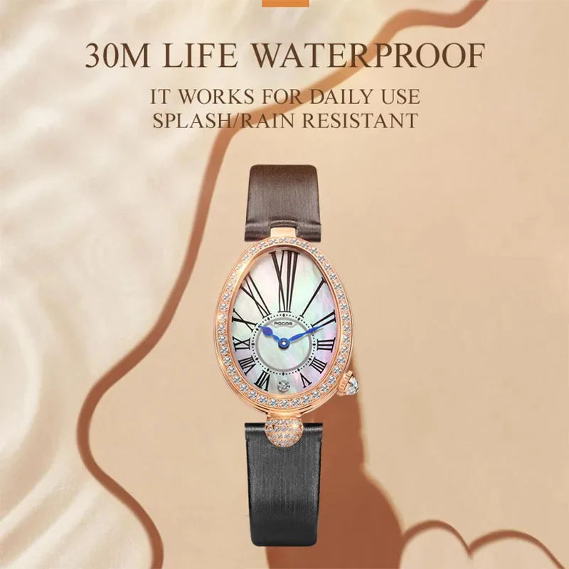 ROCOS Luxury Brand Woman Watch High Quality Fashion Oval Ladies Fashion Quartz watches Leather Waterproof  Watch for Women R0233