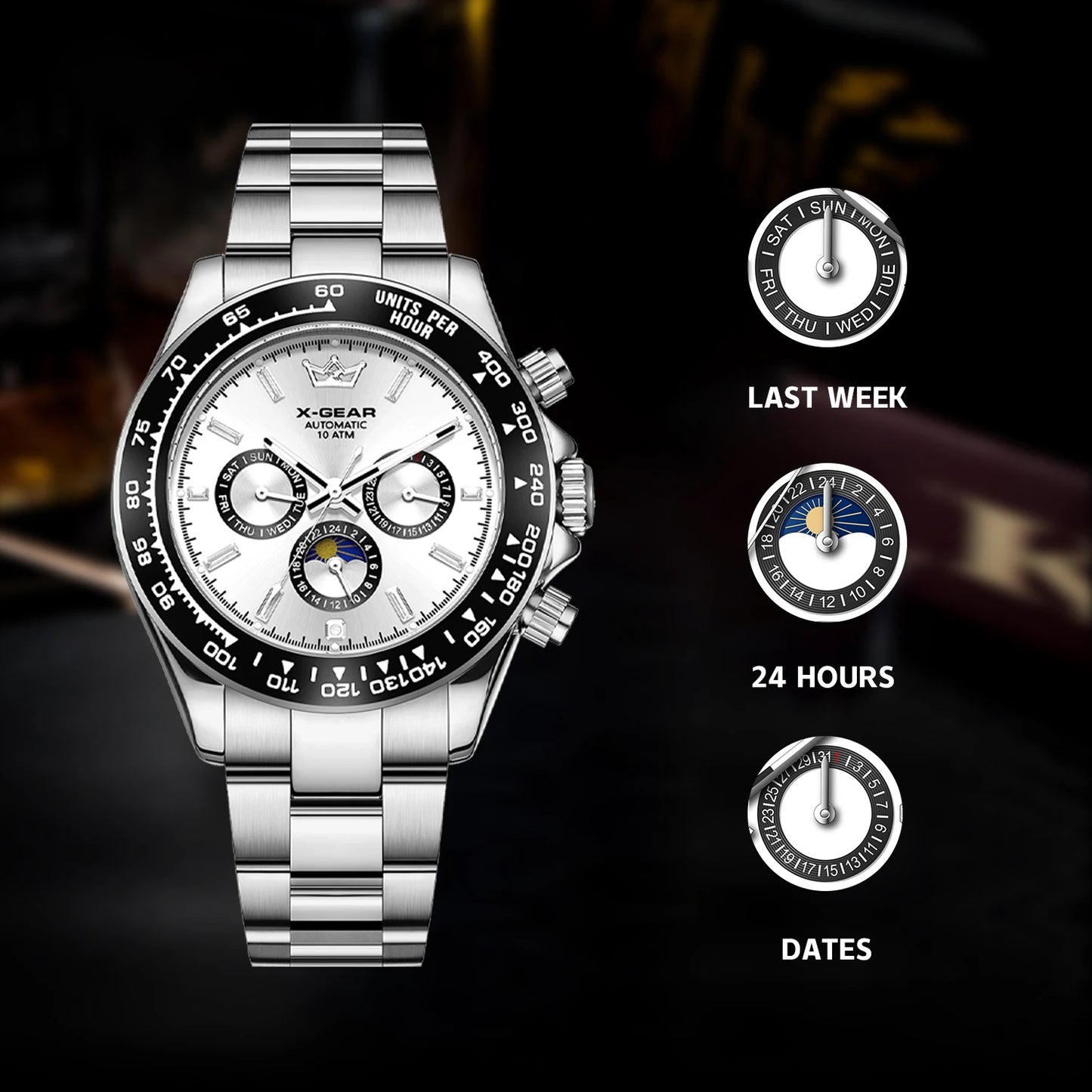 New Luxury Men's Watch – Automatic Mechanical Triple Sub-Dial Six-Hand Water-Resistant Luminous Stainless Steel Wristwatc