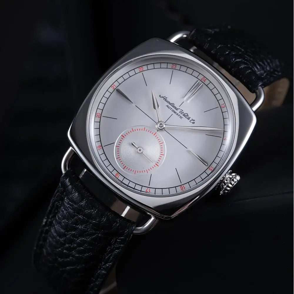 Hruodland 2024 New Retro Men's Automatic Mechanical Watches F028 Stainless steel brown leather Waterproof 10Bar reloj hombre