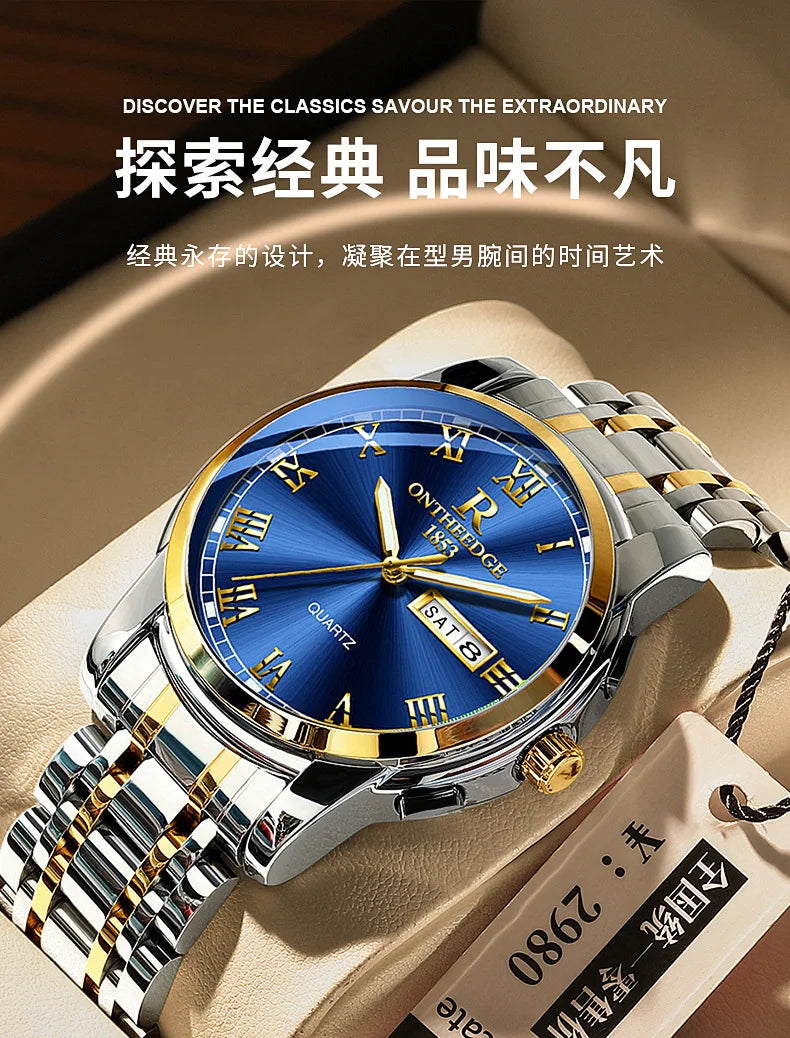 、RuiZhiYuan Swiss Fashion Watch - Waterproof Luminous Men's Alloy Quartz Watch, High-Value Business Dress Watch
