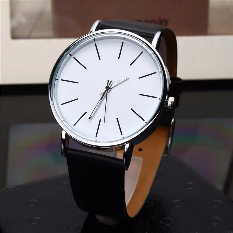 Luxury Brand Men's Watches Fashion Metal Round Dial Analog Quartz Wristwatch for Men Women Leather Band Casual Simple Male Clock