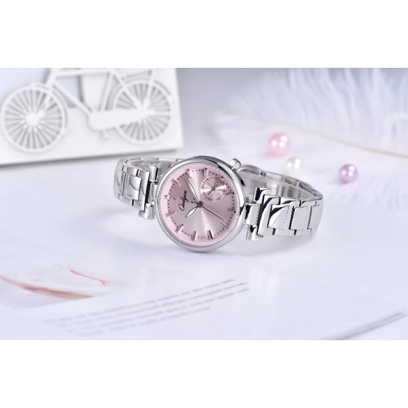 ONLYOU Luxury Women's Watch with Calendar and Analog Quartz Design, Stylish and Simple Stainless Steel Strap, Watch Box Included