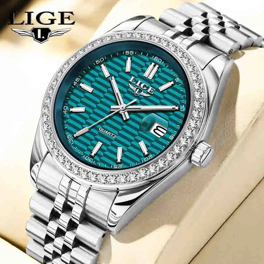 LIGE NEW Men's watches Luxury Fashion Quartz clock Stainless Steel Waterproof Luminous watches for men relogios masculino+BOX