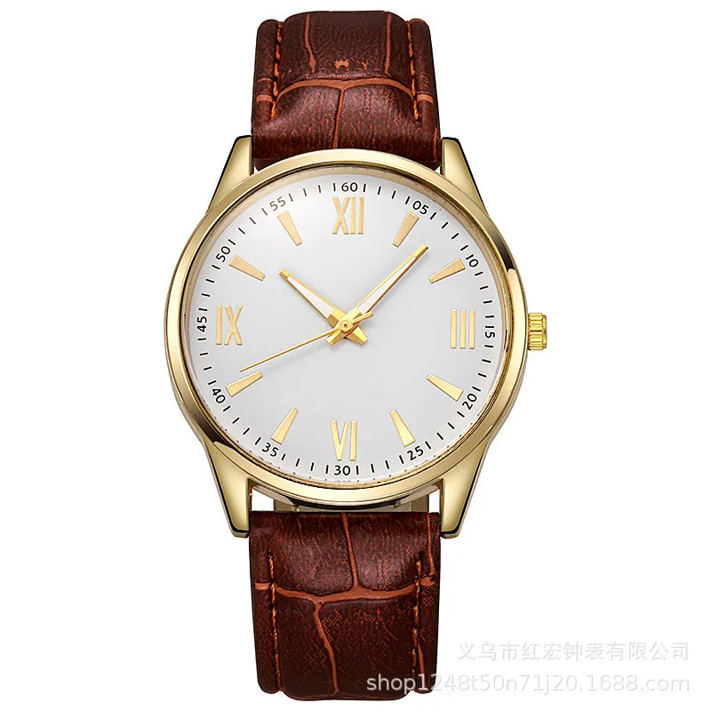 Luxury Business Watches for Men Minimalist Retro Leather Strap Roman Numeral Dial Fashion Quartz Wristwatch Relogios Masculino