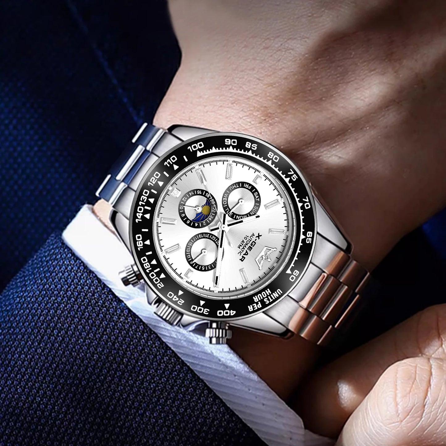 New Luxury Men's Watch – Automatic Mechanical Triple Sub-Dial Six-Hand Water-Resistant Luminous Stainless Steel Wristwatc