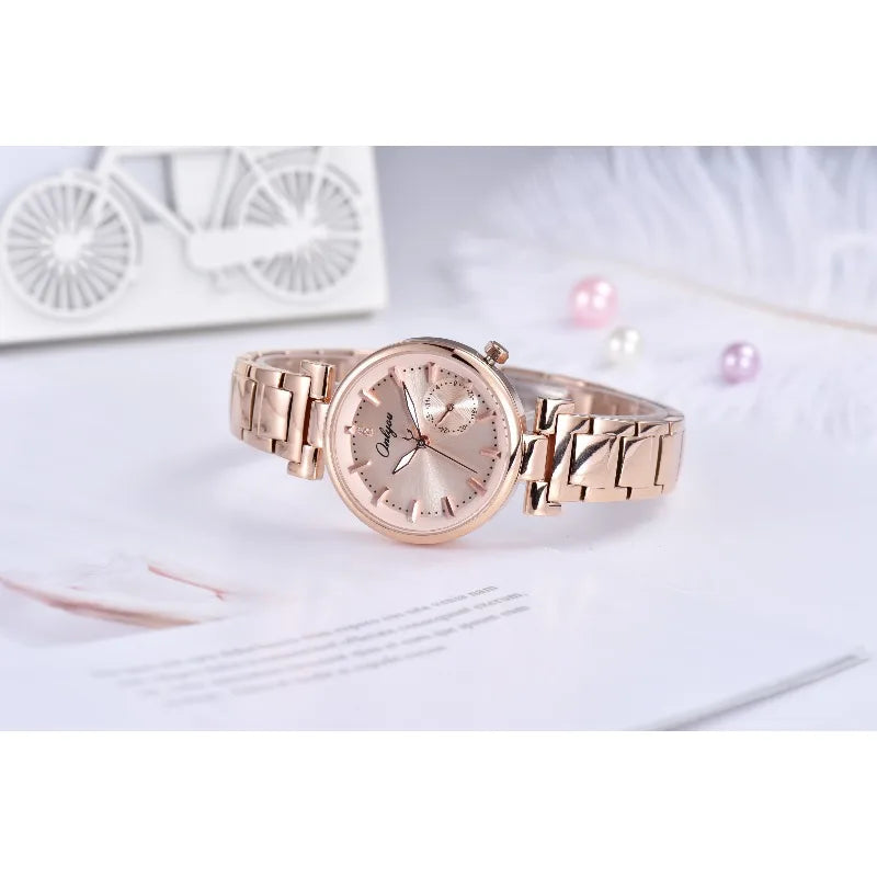 ONLYOU Luxury Women's Watch with Calendar and Analog Quartz Design, Stylish and Simple Stainless Steel Strap, Watch Box Included