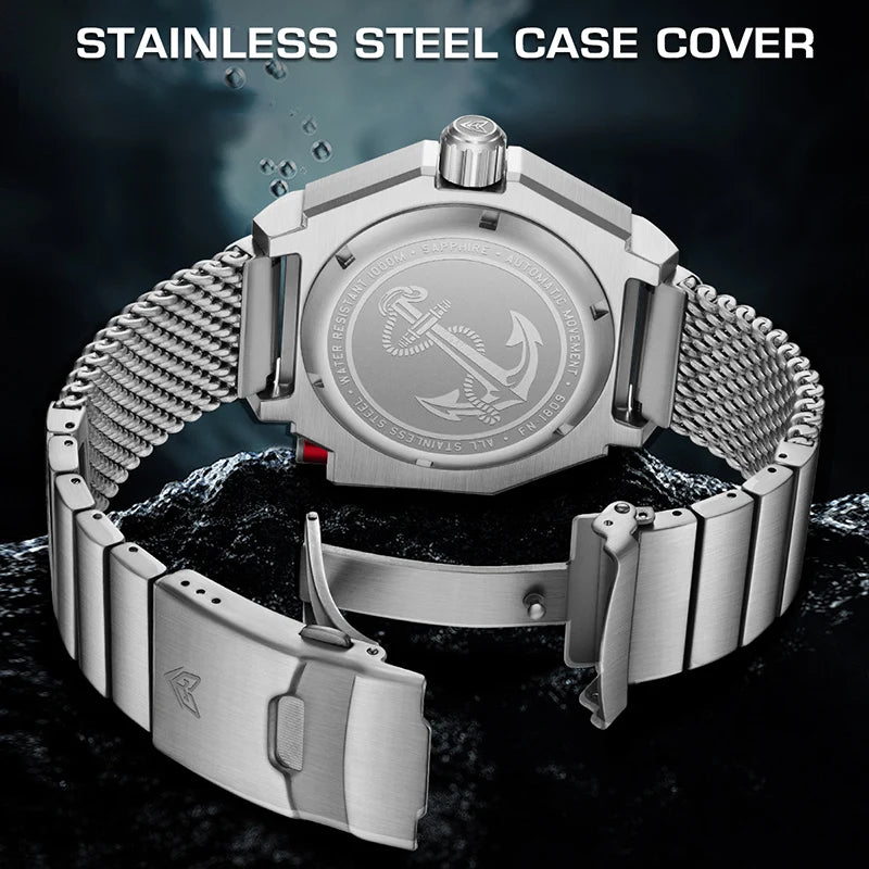 LIGE Top brand luxury watches mens automatic mechanical watch luminous large dial 1000M Gift waterproof relogios masculino+BOX