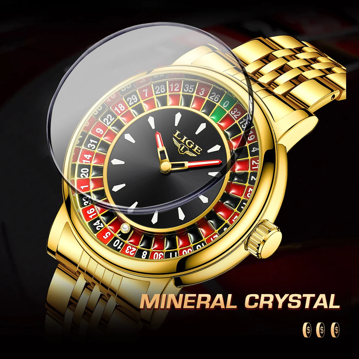 LIGE Unique Creative Men's Watches Fashion Casual Stainless Steel Rotating Dial Roulette Waterproof Classic Quartz Man Watch New