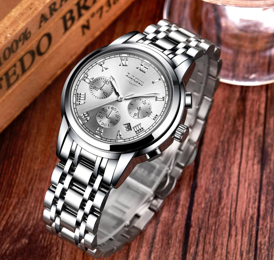 Relojes Hombre 2024 New LIGE Watches Men Luxury Brand Chronograph Male Sport Watches Waterproof Stainless Steel Quartz Men Watch