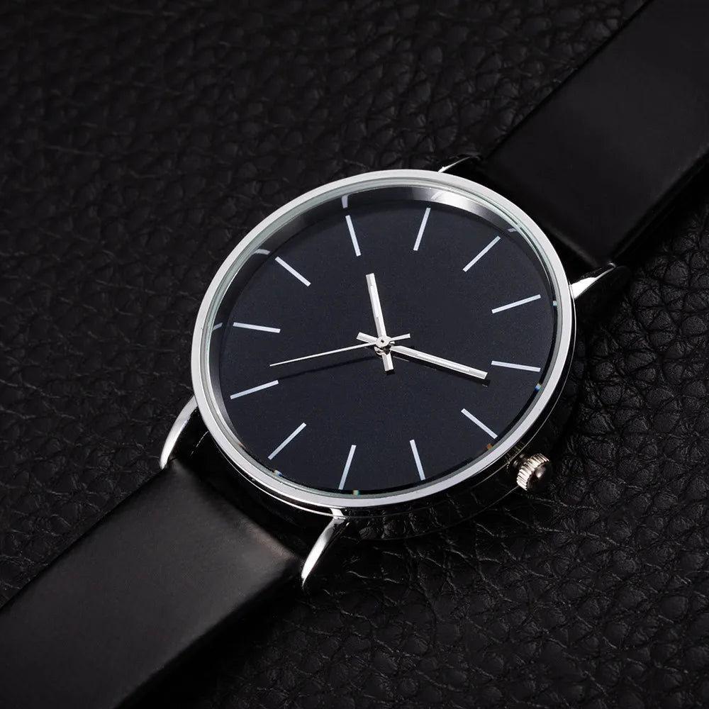 Luxury Brand Men's Watches Fashion Metal Round Dial Analog Quartz Wristwatch for Men Women Leather Band Casual Simple Male Clock