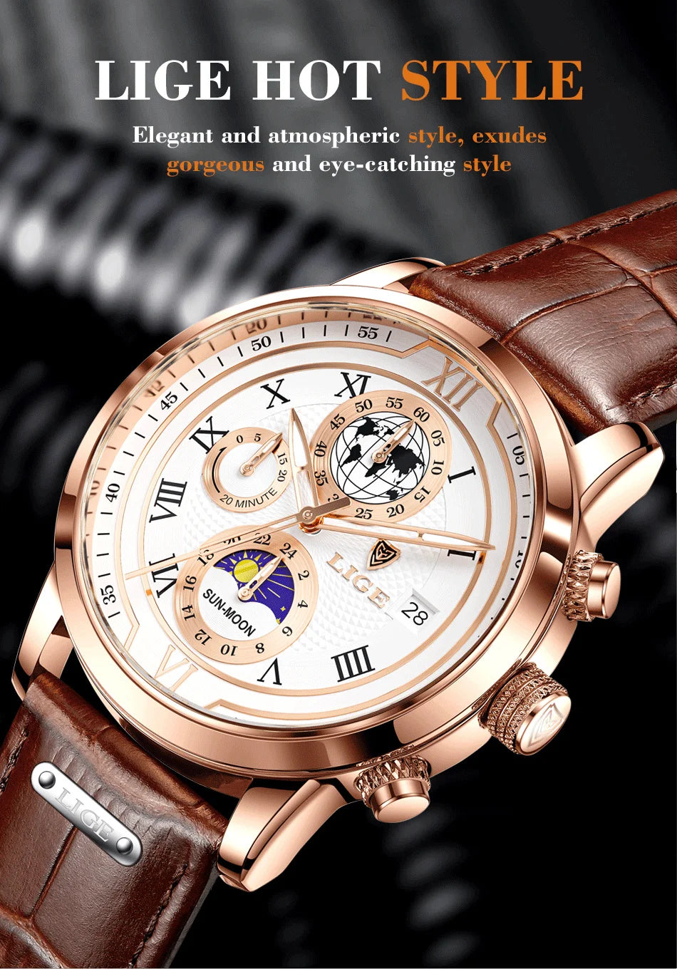 2025 LIGE Fashion Watch Men Sports Quartz Clocks Mens Watches Top Brand Leather Military Waterproof Date Watch Relogio Masculino