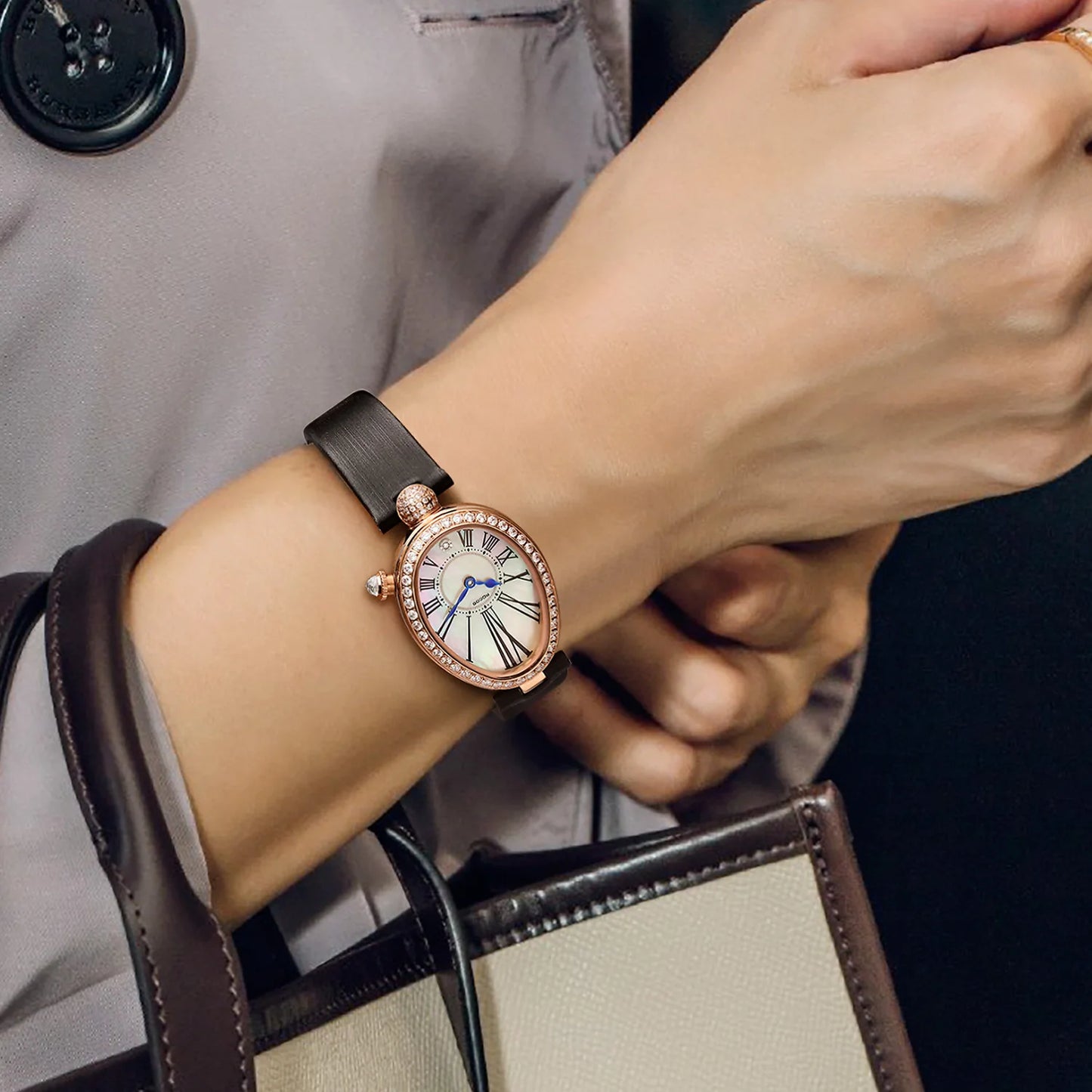 ROCOS Luxury Brand Woman Watch High Quality Fashion Oval Ladies Fashion Quartz watches Leather Waterproof  Watch for Women R0233