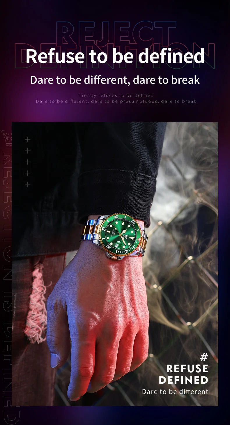 OLEVS 6650 Luxury Automatic Watch Men Rotary Lap Mechanical Movement Waterproof Sports Top Brand Stainless Steel Wristwatch