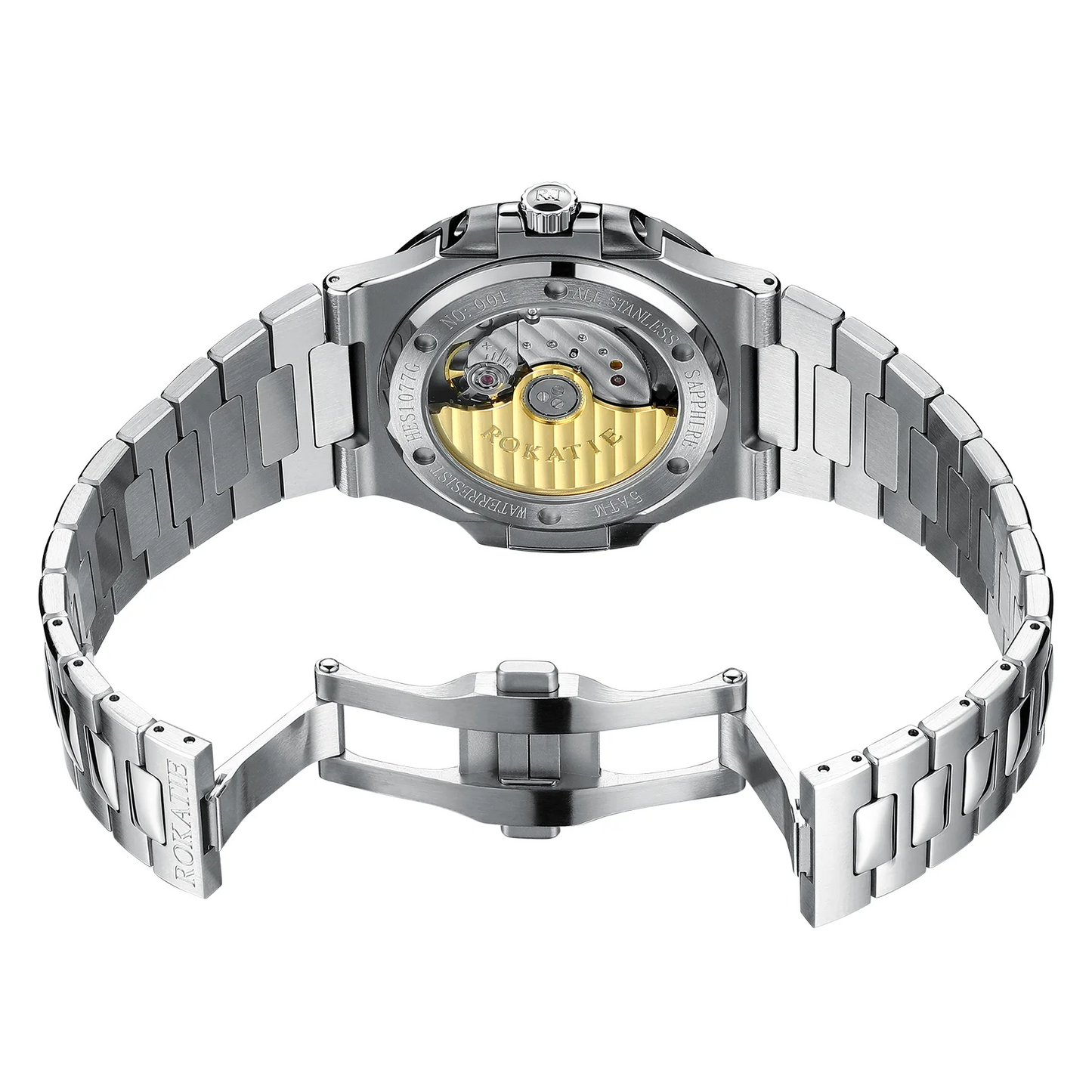 ROKATIE 2024 Luxury 9015 Japanese Movement Stainless Steel Watch 38mm Case Luminous Feature Day 50m Waterproof Watches for men