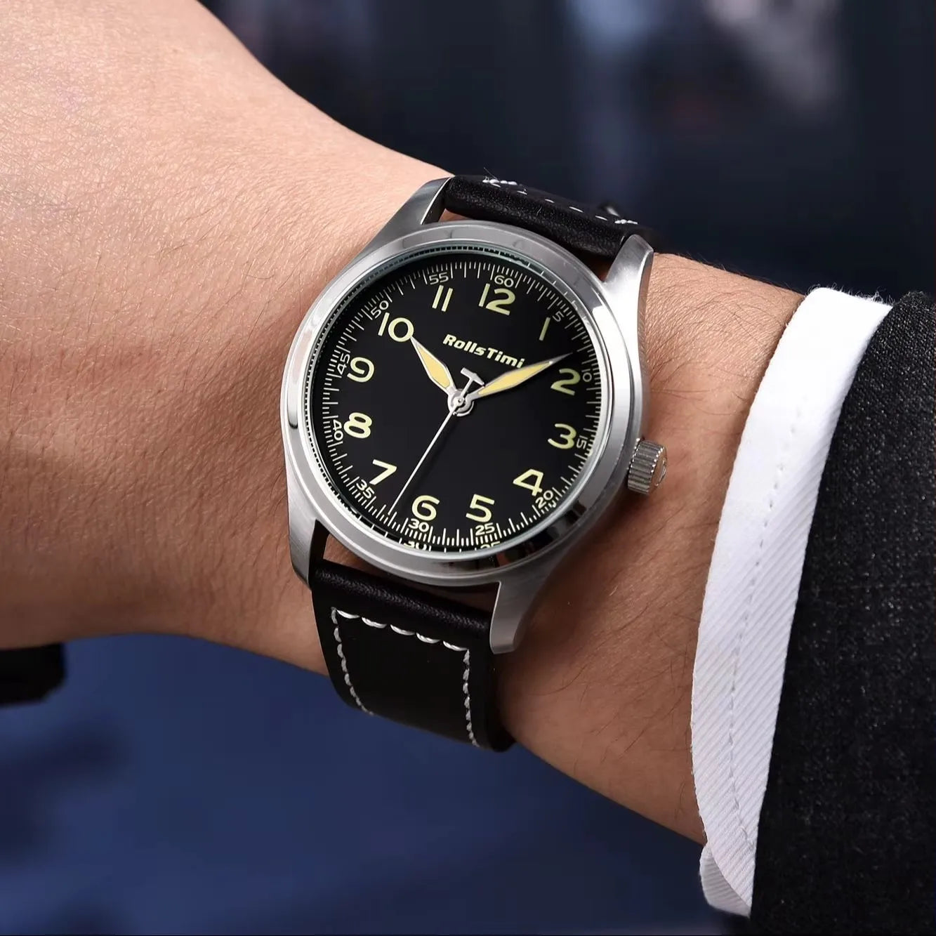 2025 New Rollstimi Men's Brand Watches Quartz Sapphire Mirror Men Simple Luminous Waterproof Wristwatch Business Leather Clock