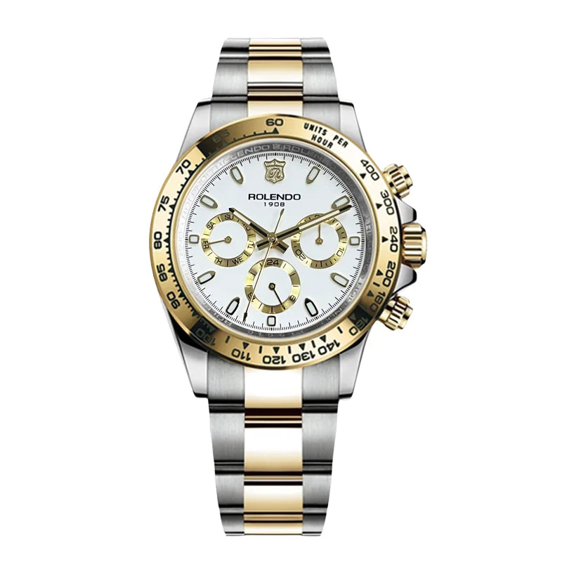 ROLENDO Luxury Men Automatic Diver Watch 40.5mm Mineral Crystal Luminous Date 300M Waterproof High-end Men's Wristwatch Gift