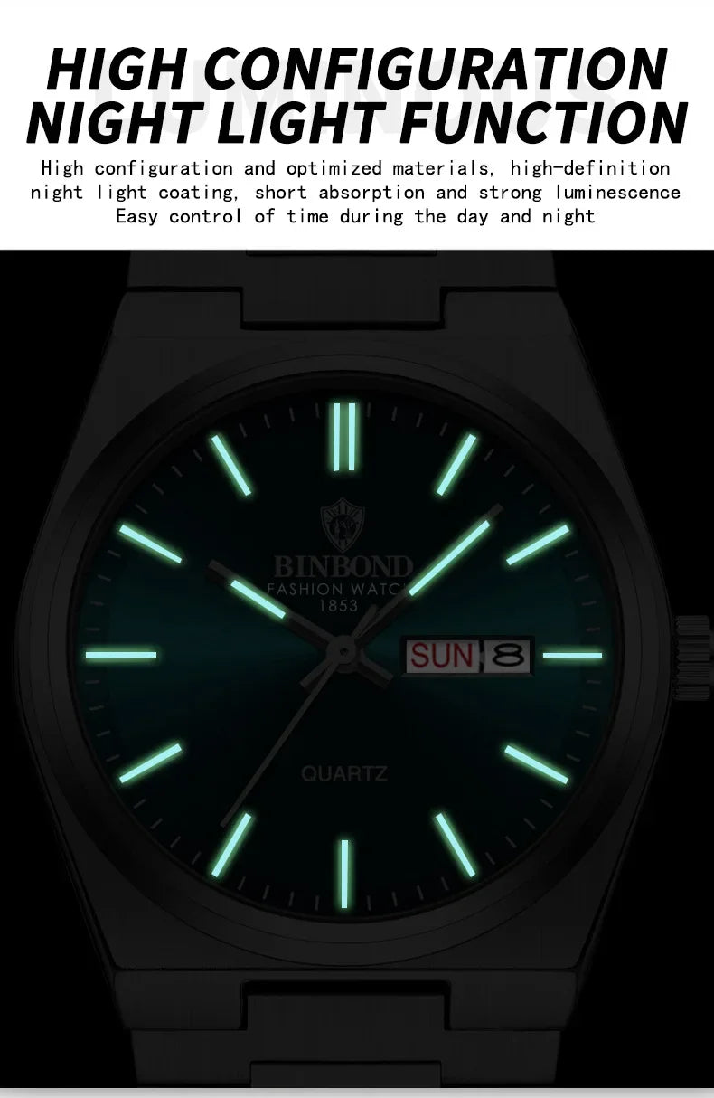 Luxury Square Sport Man Wristwatch Waterproof Luminous Chronograph Quartz Men's Watches Stainless Steel Men Watch Reloj